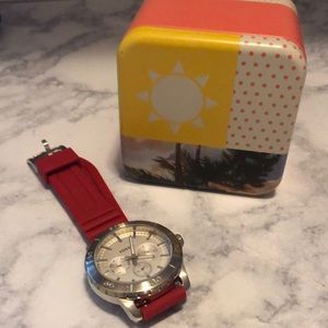 Fossil red silicone watch